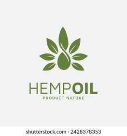 Premium Essential Hemp Oil Vector Logo Design Nature Organic