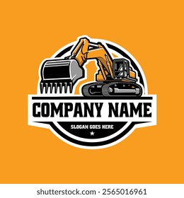 Premium Excavator Company Emblem Logo Vector EPS. Ready Made Logo Emblem Vector for Earth Mover Related Industry