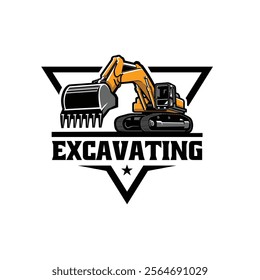 Premium Excavator Company Logo Vector EPS. Ready Made Logo Emblem Vector for Excavation Related Industry