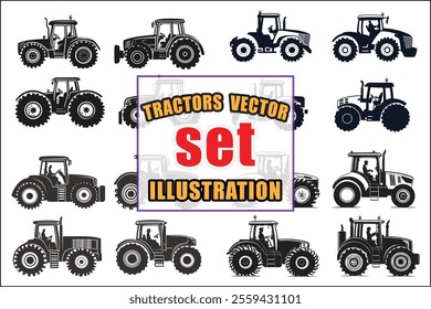 Premium Farming Tractor Vector Art Collection
