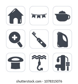 Premium Fill Icons Set On White Background . Such As City, Colorful, Health, Web, Home, Sport, Holiday, Care, Gym, Glass, Construction, Flag, Pot, Decoration, Celebration, Background, Hot, Hygiene