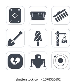 Premium fill icons set on white background . Such as cake, system, hammer, bakery, card, collection, poker, equipment, delicious, texture, gambling, black, broken, food, stroke, technology, paint, saw