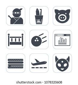 Premium fill icons set on white background . Such as japan, toothbrush, weapon, alien, space, ninja, toothpaste, baby, animal, analytics, sandwich, pin, pork, tooth, food, home, ufo, monster, warrior