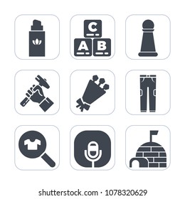 Premium fill icons set on white background . Such as product, music, luxury, cosmetic, beauty, blossom, bottle, female, childhood, perfume, game, girl, strategy, play, kid, beautiful, education, child