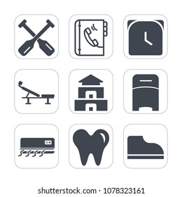 Premium fill icons set on white background . Such as rowing, river, bedroom, internet, conditioning, web, white, healthy, timer, air, water, canoe, boat, pagoda, time, fashion, culture, contact, oar