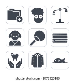 Premium fill icons set on white background . Such as dentist, hipster, law, white, geisha, lawyer, food, file, business, sport, fish, court, graphic, table, fashion, sandwich, archive, ping, old, meat