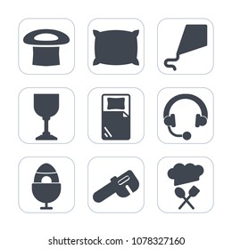 Premium fill icons set on white background . Such as easter, childhood, soft, object, bedroom, fly, happy, hammer, fabric, home, bed, fun, sleep, bar, cocktail, spring, feather, white, kid, sound, cap