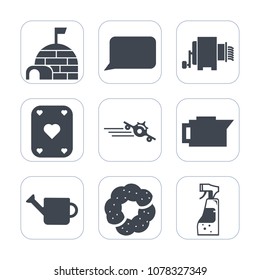 Premium fill icons set on white background . Such as can, pasta, departure, nature, speech, chat, coffee, italian, caffeine, espresso, communication, north, house, talk, cake, cold, poker, snow, plane