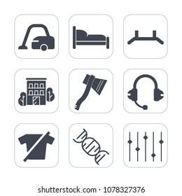 Premium fill icons set on white background . Such as construction, city, fashion, sign, bed, estate, home, clothing, carpet, floor, domestic, business, bedroom, tool, up, rollup, room, background, dna