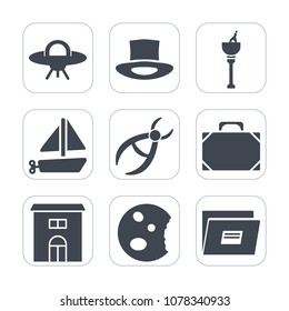 Premium fill icons set on white background . Such as drink, alcohol, cake, building, style, ufo, medical, dentist, fashion, travel, hat, house, leather, paper, ice, spaceship, dentistry, real, ship