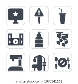 Premium Fill Icons Set On White Background . Such As Fashion, Tv, Gym, Water, Caution, Danger, Equipment, Plate, Sound, Fitness, Audio, Spring, Cold, Spoon, Home, Nature, Sewing, Mark, Computer, Web