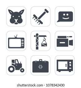 Premium fill icons set on white background . Such as health, gardening, field, season, easter, raking, garden, emotion, agricultural, face, outdoor, screen, film, animal, grass, medical, kitchen, tool