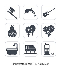 Premium fill icons set on white background . Such as ocean, transportation, decoration, fly, care, business, blossom, communication, guitar, butterfly, vehicle, bathroom, van, transport, animal, water