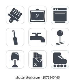Premium fill icons set on white background . Such as white, food, electric, oven, gas, tooth, brush, interior, dessert, room, burner, pin, sweet, entertainment, tv, table, leisure, sport, stove, media