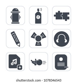 Premium fill icons set on white background . Such as identity, sport, spray, element, hydrant, pencil, web, department, cooler, cold, equipment, drawing, pin, leisure, competition, computer, office