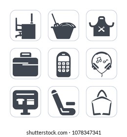 Premium fill icons set on white background . Such as white, chinese, top, sign, , notebook, match, bowl, office, restaurant, competition, kitchen, cricket, desk, sound, briefcase, audio, head, case
