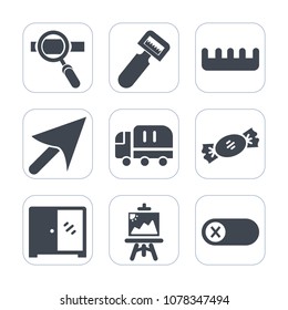 Premium fill icons set on white background . Such as laptop, truck, utensil, home, optimization, switch, beauty, vegetable, energy, potato, art, equipment, hair, seo, furniture, car, cursor, interior