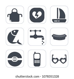 Premium fill icons set on white background . Such as faucet, clothing, uniform, water, dinner, business, wind, sink, sign, hippie, sea, travel, stationary, sail, bathroom, glasses, food, chef, style