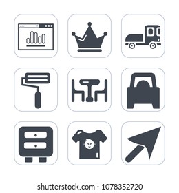 Premium fill icons set on white background . Such as cargo, internet, delivery, man, clothes, luxury, princess, king, management, dinner, tool, shipping, transport, kid, clothing, happy, family, child