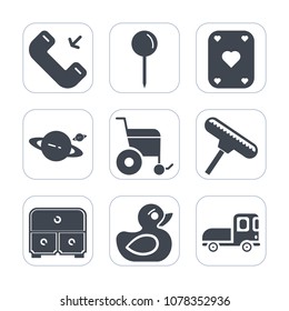 Premium fill icons set on white background . Such as paint, button, poker, rubber, phone, pointer, card, cosmos, map, universe, casino, game, galaxy, handicap, disability, brush, transport, roller