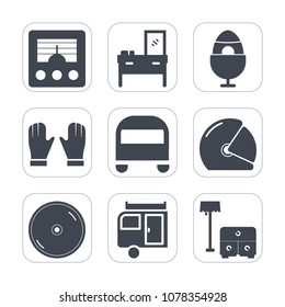 Premium fill icons set on white background . Such as furniture, spring, signal, cd, helmet, sofa, motorbike, traditional, chair, trailer, kitchen, interior, transport, room, radio, biker, decoration