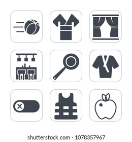 Premium fill icons set on white background . Such as costume, people, turn, asia, football, energy, china, deactivate, goal, food, ball, jacket, player, cooking, safety, organic, japanese, bar, life