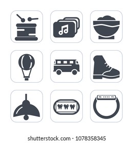 Premium fill icons set on white background . Such as time, electricity, coffee, white, sound, video, watch, jump, healthy, musical, file, bulb, transportation, boot, extreme, chef, transport, violin