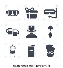 Premium fill icons set on white background . Such as water, sport, summer, mask, glass, cleaner, hipster, machine, style, bow, foam, celebration, cream, medical, paper, broom, graphic, gift, ice, pub