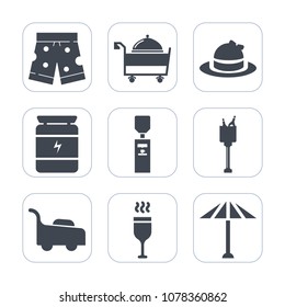 Premium fill icons set on white background . Such as head, gallon, fashion, japanese, bodybuilding, fork, sport, white, template, restaurant, bucket, glass, japan, headwear, style, health, umbrella