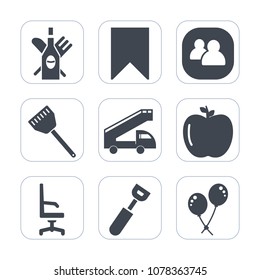 Premium fill icons set on white background . Such as spoon, business, star, apple, red, knife, people, fresh, cooking, drink, sign, food, web, transport, group, transportation, wine, wineglass, home