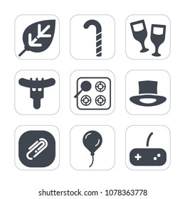 Premium fill icons set on white background . Such as nature, restaurant, sweet, dessert, plant, game, kitchen, hat, leaf, hotdog, clip, paperclip, drink, environment, tree, dinner, gas, bottle, paper