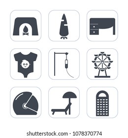 Premium fill icons set on white background . Such as child, table, kid, carousel, wheel, sunbed, beach, park, raw, helmet, chair, summer, red, work, food, clothes, motorcycle, baby, home, vegetable