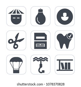 Premium fill icons set on white background . Such as light, happy, save, energy, asian, book, cut, people, women, head, healthy, idea, person, smile, electricity, computer, hook, lamp, social, user