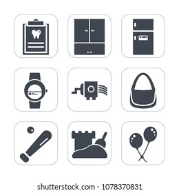 Premium fill icons set on white background . Such as doctor, birthday, cooking, white, bag, dental, gadget, patient, appliance, baseball, watch, cold, sign, dentistry, dentist, sand, touch, smart