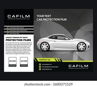 Premium Film Protection PPF Flyer Template. Sleek, Professional Design for Auto Detailing, Wrap Services. Modern A4 Template Vector Design Brochure, Flyer