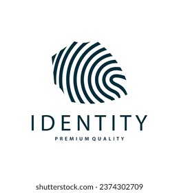 Premium Fingerprint Logo, Human Identity Design Simple Line Model Template Illustration