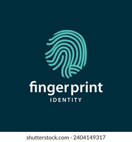 Premium Fingerprint Logo, Human Identity Design Simple Line Model Template Illustration