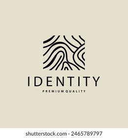Premium Fingerprint Logo, Human Identity Design Simple Line Model Template Illustration