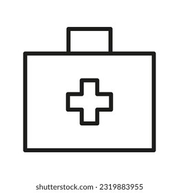 Premium first aid kit icon or logo in line style. Vector illustration. Stock image.