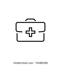 Premium first aid kit icon or logo in line style. High quality sign and symbol on a white background. Vector outline pictogram for infographic, web design and app development.