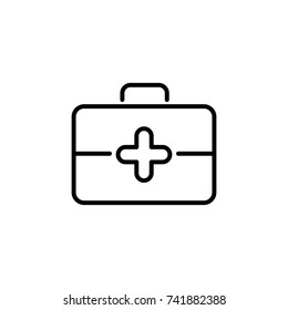 Premium first aid kit icon or logo in line style. High quality sign and symbol on a white background. Vector outline pictogram for infographic, web design and app development.