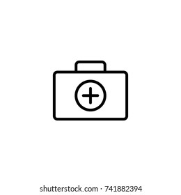 Premium first aid kit icon or logo in line style. High quality sign and symbol on a white background. Vector outline pictogram for infographic, web design and app development.