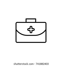Premium first aid kit icon or logo in line style. High quality sign and symbol on a white background. Vector outline pictogram for infographic, web design and app development.