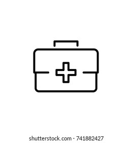 Premium first aid kit icon or logo in line style. High quality sign and symbol on a white background. Vector outline pictogram for infographic, web design and app development.