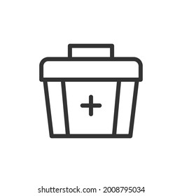 Premium first aid kit line icon for app, web and UI. Vector stroke sign isolated on a white background. Outline icon of first aid kit in trendy style.