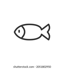 Premium fish line icon for app, web and UI. Vector stroke sign isolated on a white background. Outline icon of fish in trendy style.