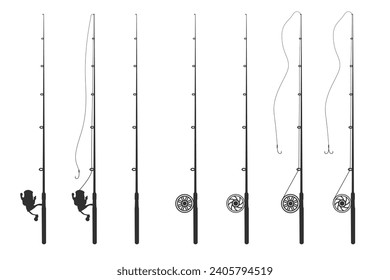 Hochwertige Vektorgrafik des Fischfangs, professioneller Fang-Rod-Grafik, detaillierter Fisch-Rod-Vektorgrafik, elegante Fischereiausrüstung