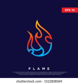 premium flame logo. modern fire icon, template design