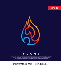 premium flame logo. modern fire icon, template design