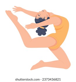 Premium flat character depicting gymnastic dance 